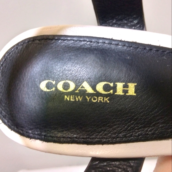 COACH 'Izzy' Genuine Leather Heeled Sandal in Chalk Sz 7B - Picture 7 of 14